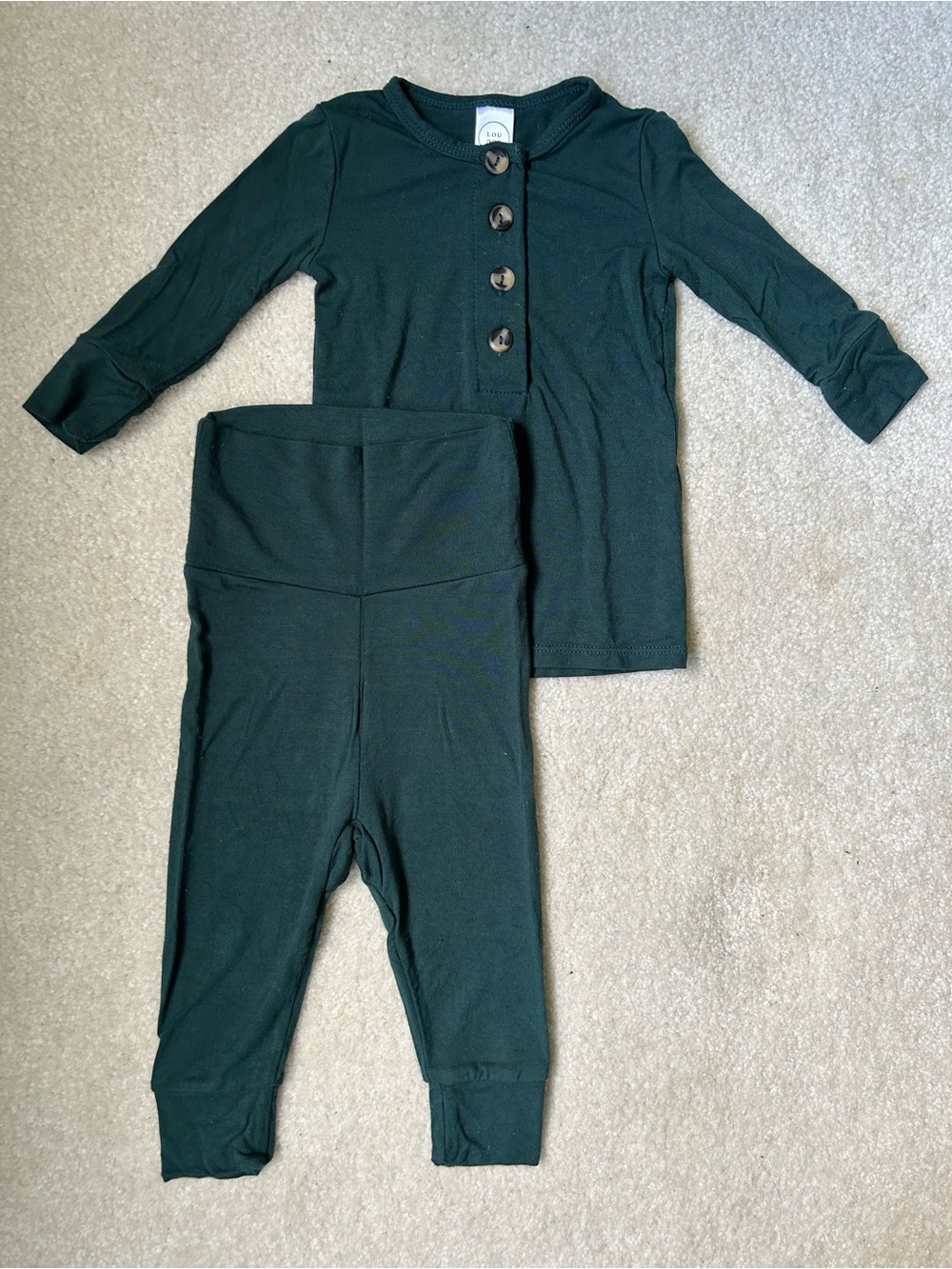 Lou Lou & Company top + bottom set, Jordan (deep emerald green), 3-6 months